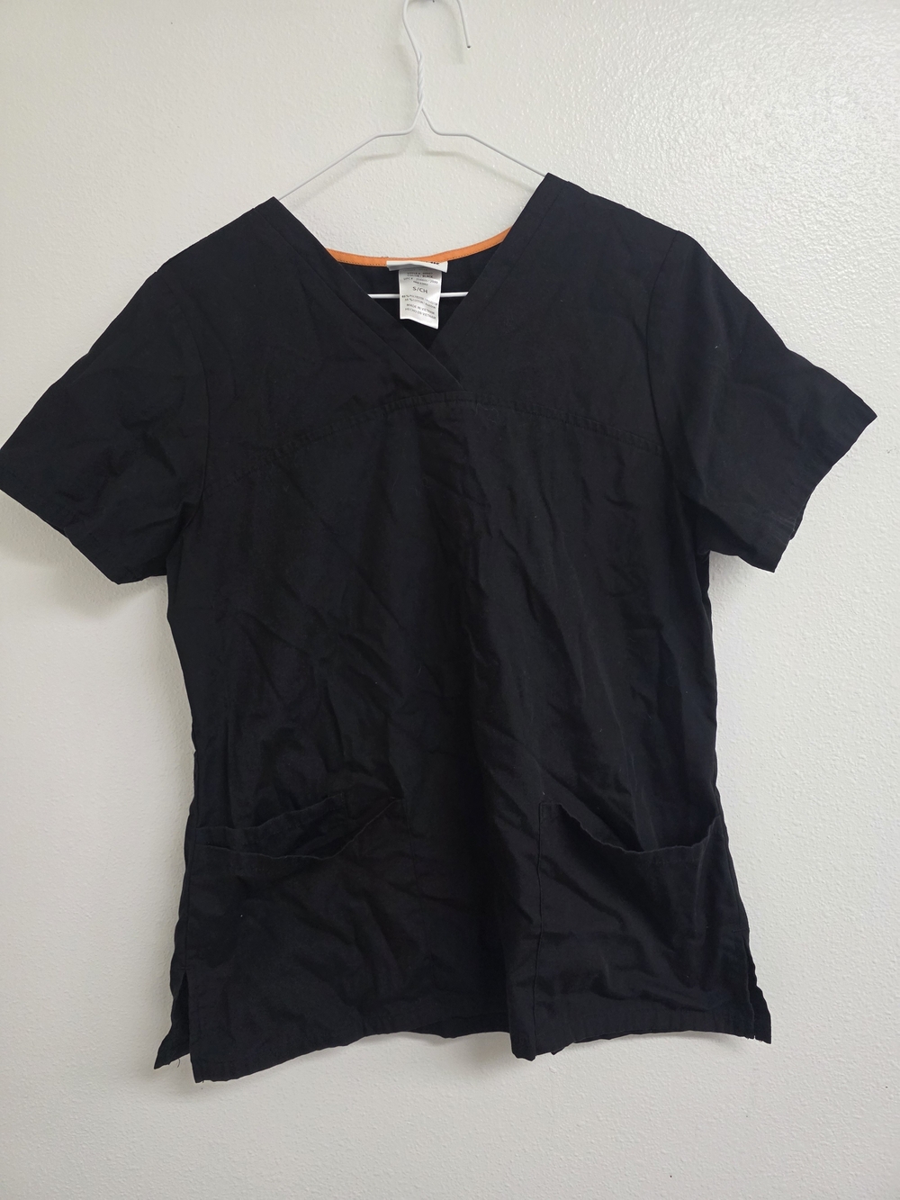Scrubstar Black Short Sleeve V-Neck Scrub Top with Orange Trim (0608)